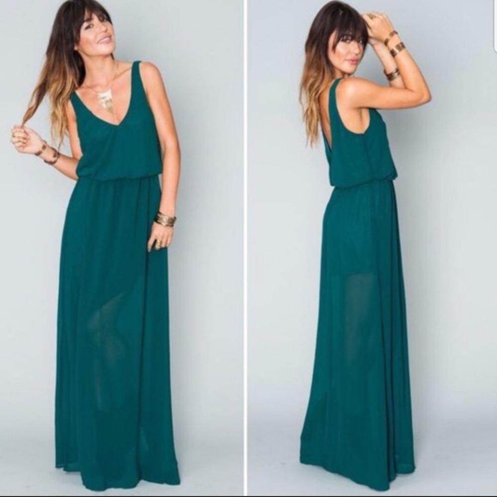 SMYM Kendall Deep Jade Chiffon Maxi Dress - Picture 1 of 7